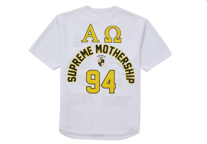 Supreme Alpha Omega Baseball Jersey White