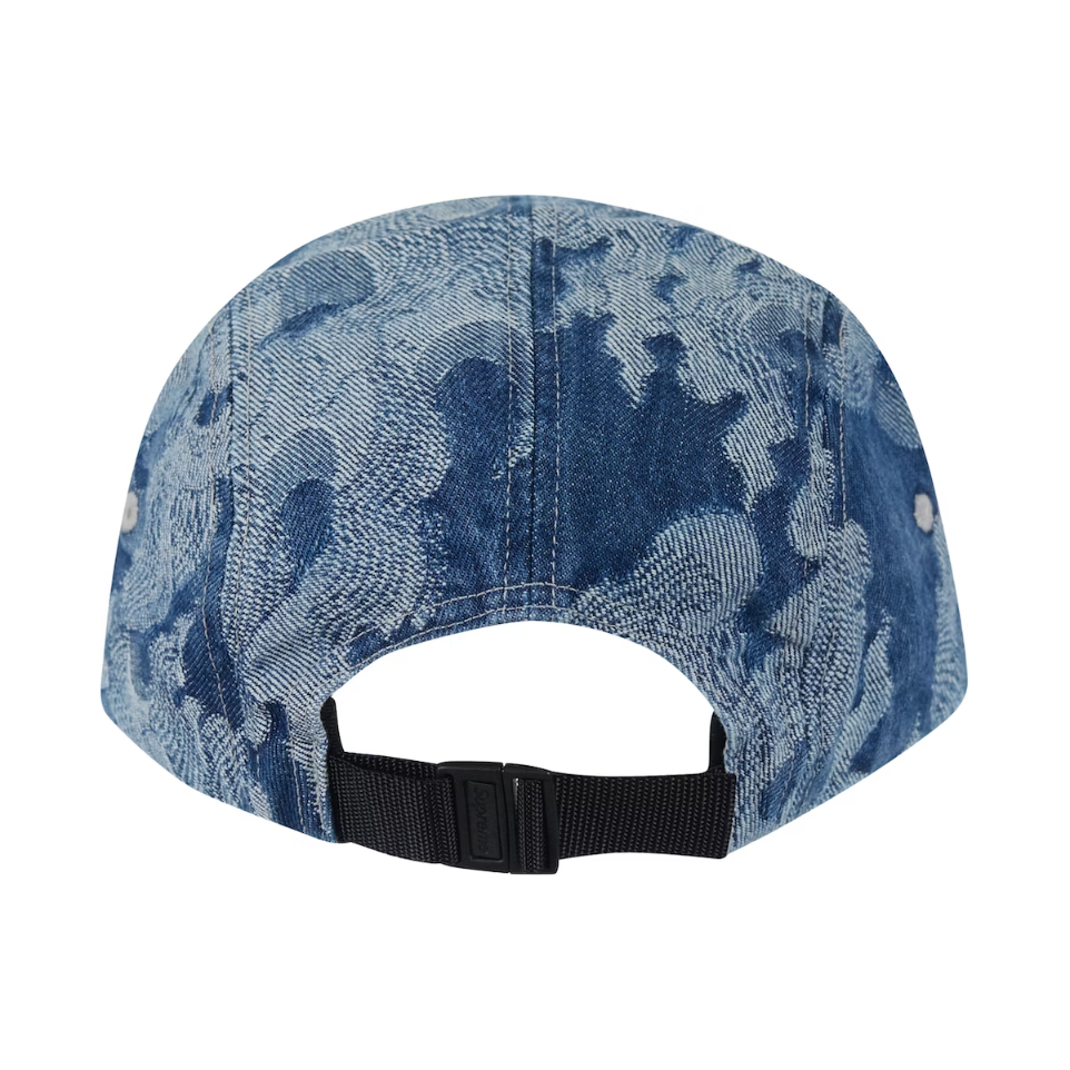 Supreme Flames Jacquard Denim Camp Cap Washed Indigo