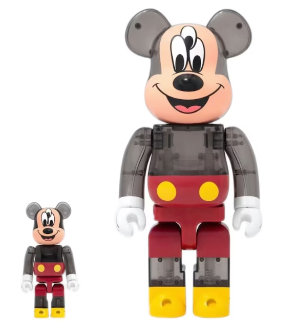 Bearbrick x CLOT x 3125C x Disney 3-Eyed Mickey Mouse 100% & 400% Set Translucent Black