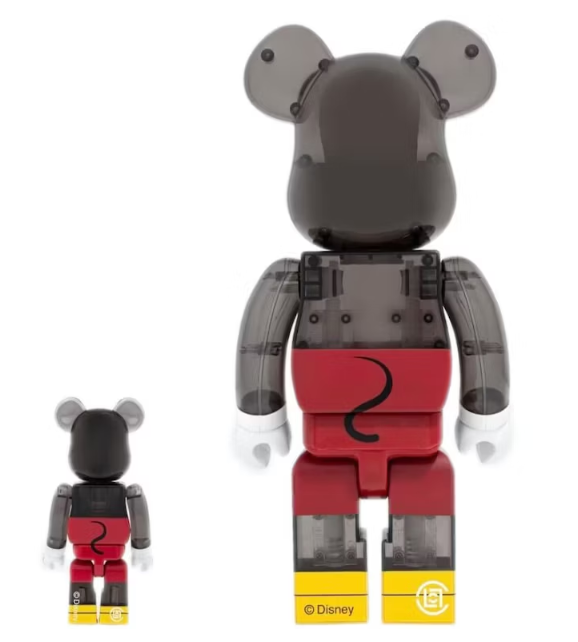 Bearbrick x CLOT x 3125C x Disney 3-Eyed Mickey Mouse 100% & 400% Set Translucent Black