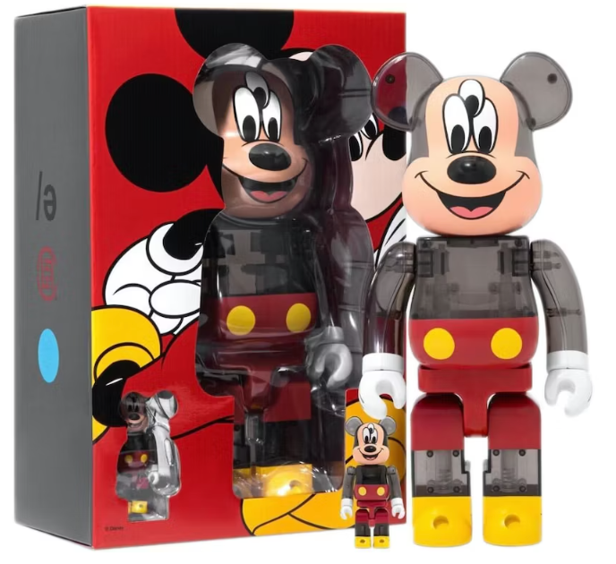 Bearbrick x CLOT x 3125C x Disney 3-Eyed Mickey Mouse 100% & 400% Set Translucent Black