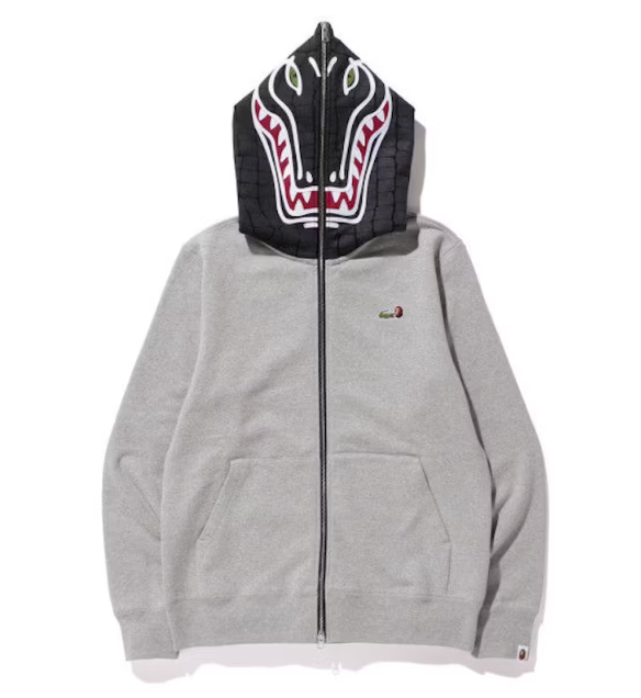 BAPE X Lacoste Aligator Full Zip Hoodie Gray