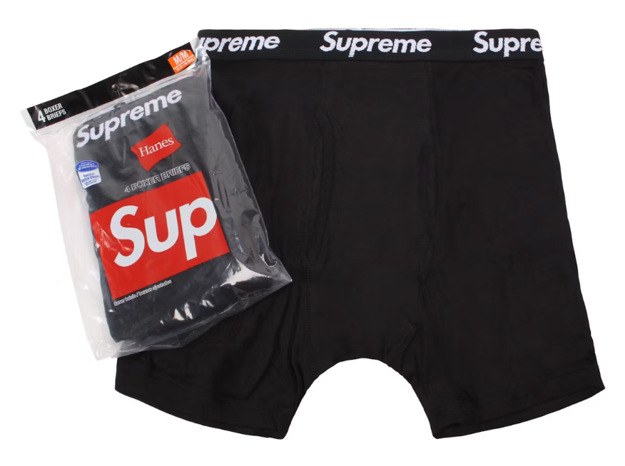 Supreme Hanes Boxer (4 Pack) Briefs Black