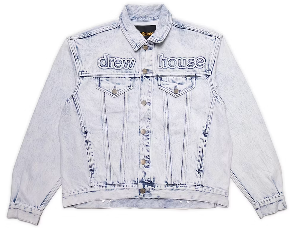 drew house oversized mascot trucker jacket painted indigo