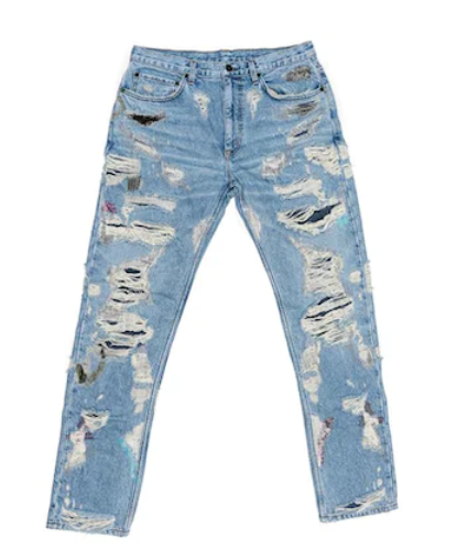 Vlone x Endless Embroidered and Distressed Denim Jeans Black