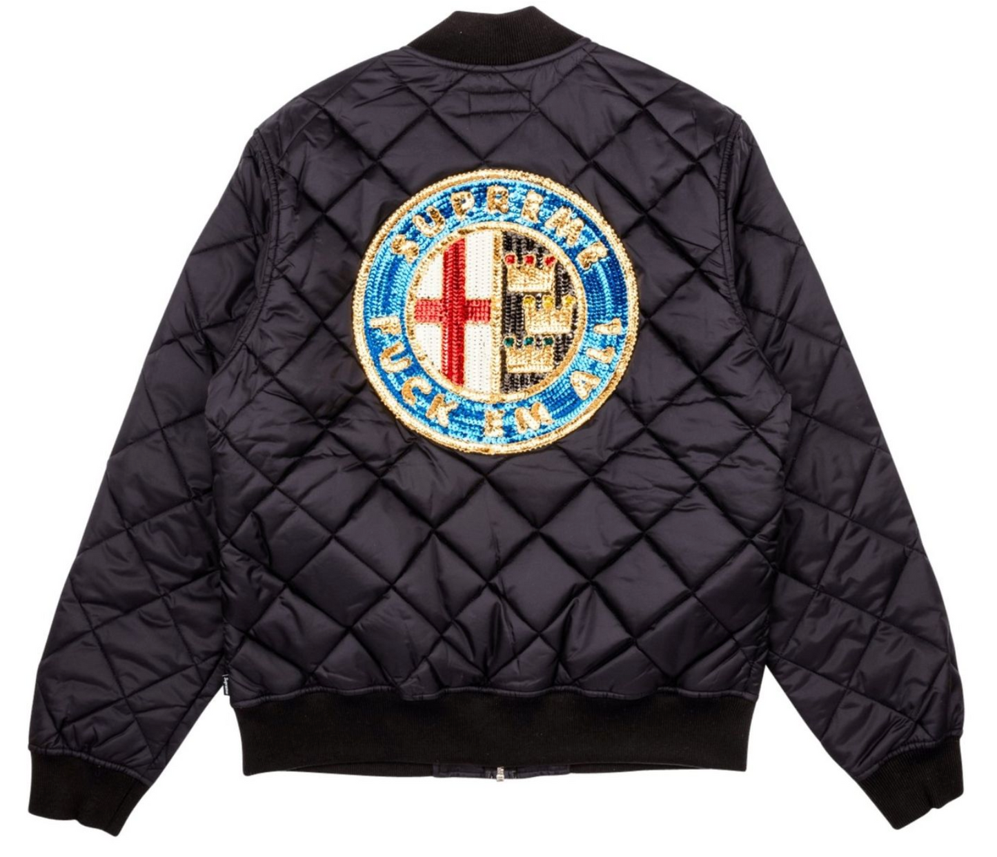 Supreme Sequin Patch Quilted Bomber Jacket Black