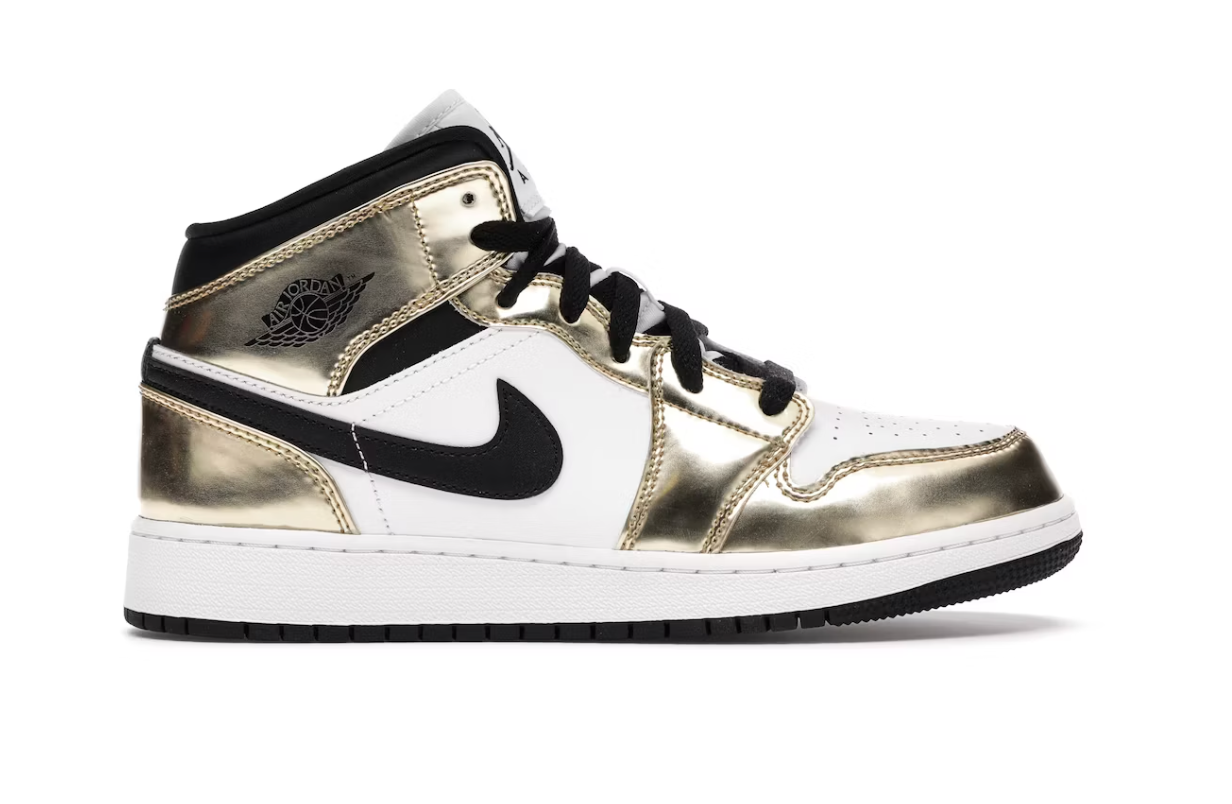 Jordan 1 Mid Metallic Gold Black White (GS)