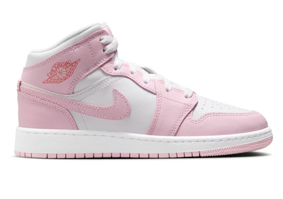 Jordan 1 Mid Pink Foam Fire Red (GS)