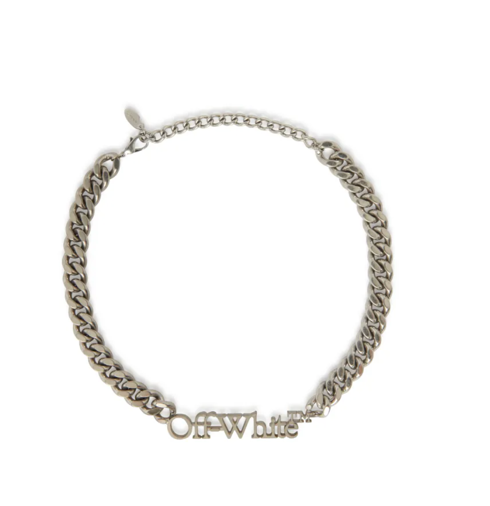 Off-White Logo Chain Necklace Silver