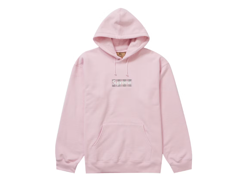 Supreme Burberry Box Logo Hooded Sweatshirt Light Pink