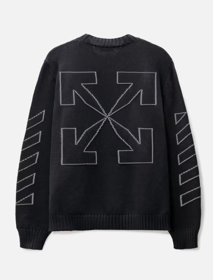 Off-White Diag Outline Knit Zip Hood Black