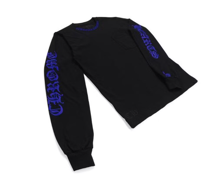 Chrome Hearts 1988 Neck Logo Long Sleeve T-shirt Black/Blue