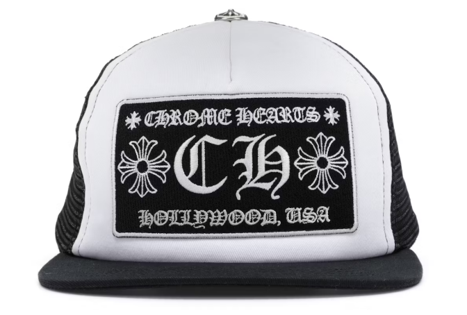 Chrome Hearts CH Hollywood Trucker Hat Black/White