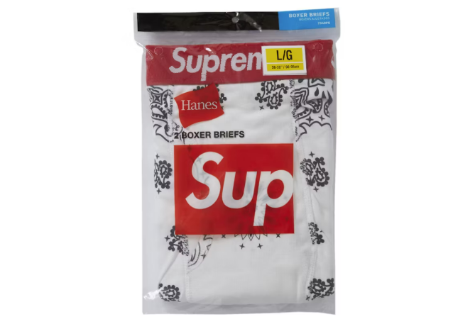 Supreme Hanes Bandana Boxer Briefs (2 Pack) White