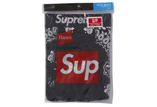 Supreme Hanes Bandana Boxer Briefs (2 Pack) Black