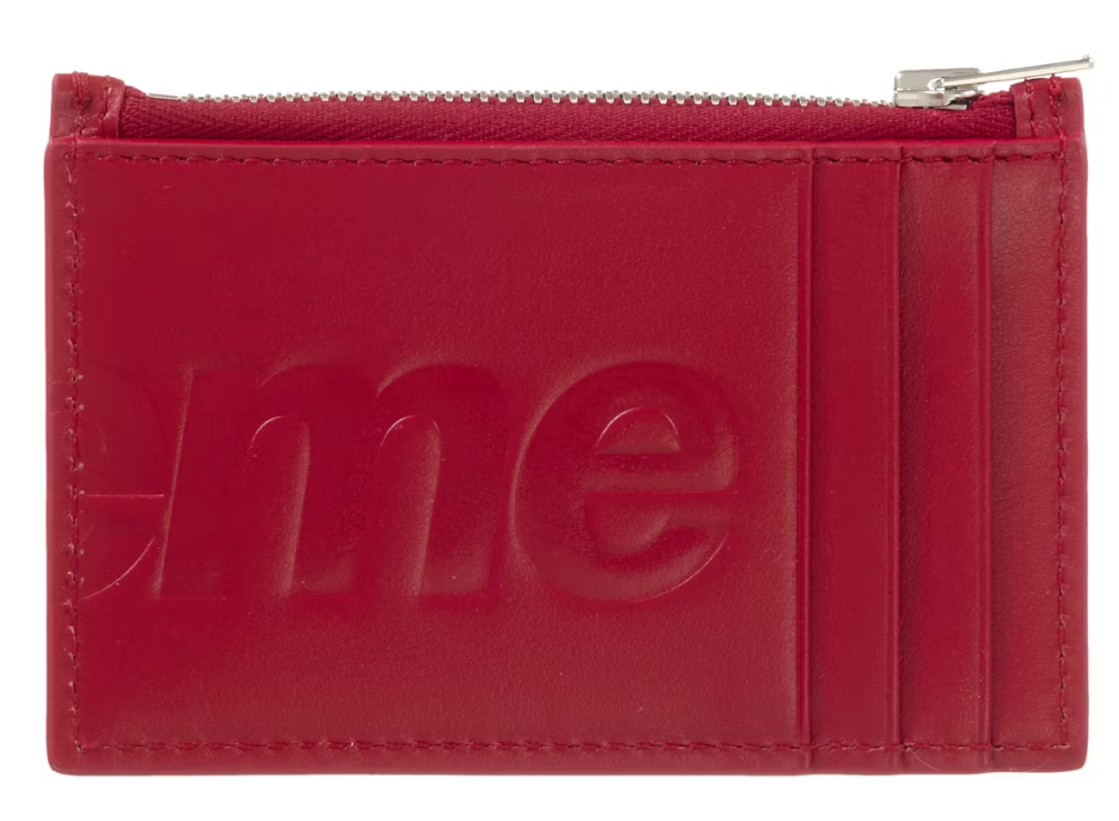 Supreme Leather Zip Card Holder Red