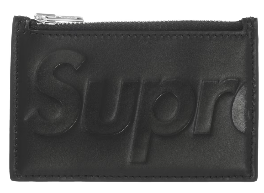 Supreme Leather Zip Card Holder Black