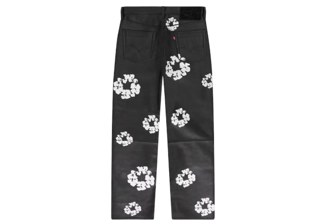 Denim Tears x Levi's Leather Cotton Wreath Jeans Black Denim