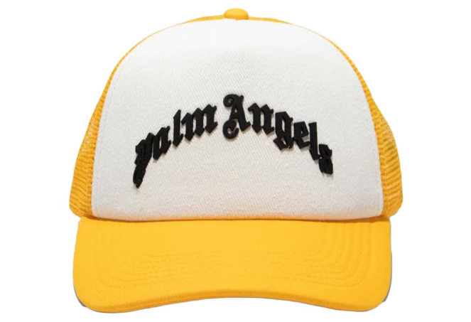 Palm Angels Curved Logo Mesh Cap Yellow/White