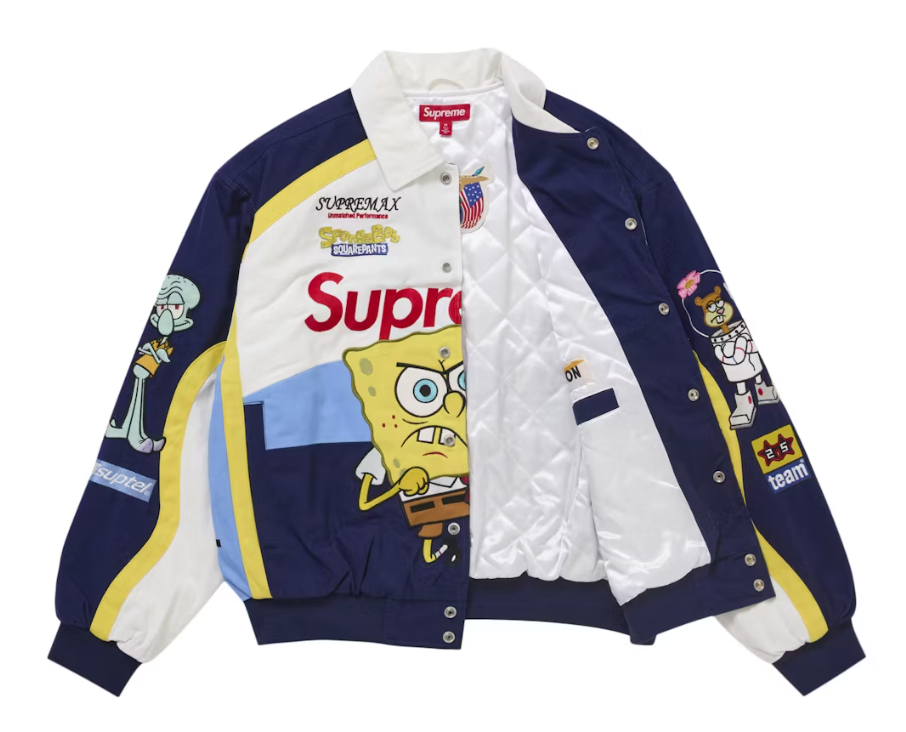 Supreme SpongeBob Jeff Hamilton Racing Jacket White