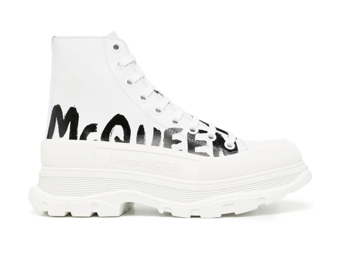 Alexander McQueen Slick Graffiti White Tread Boot Optical