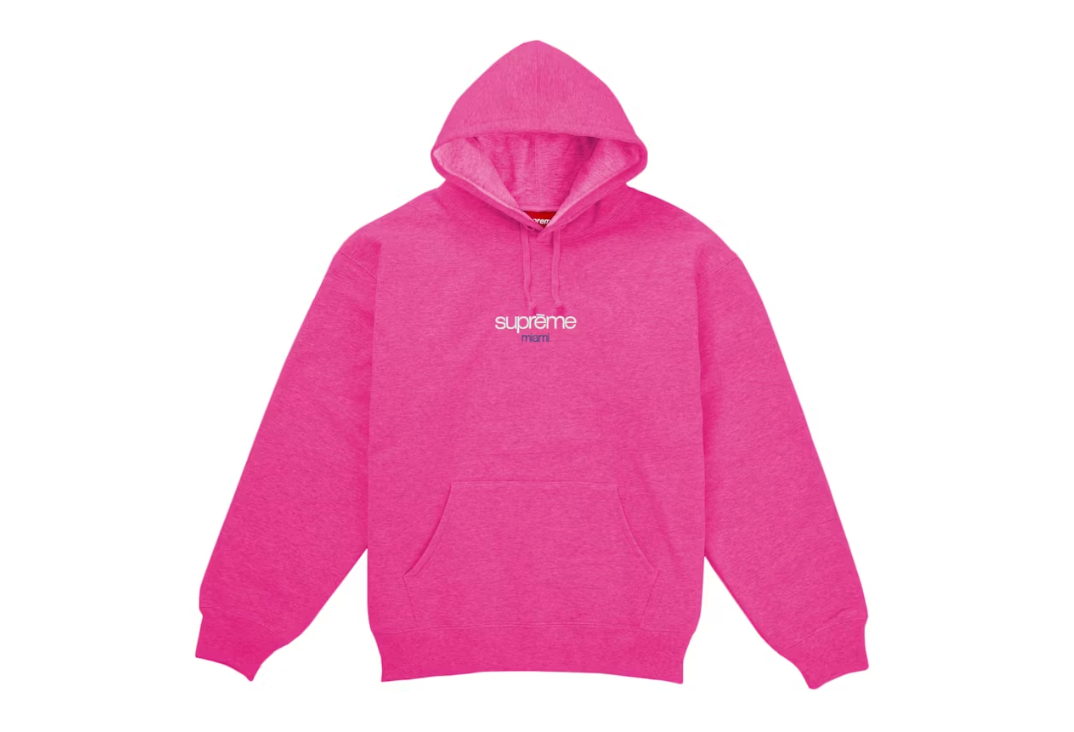 Supreme Classic Logo Miami Shop Hooded Sweatshirt Pink