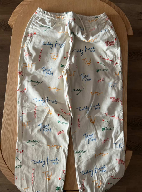 Teddy Fresh 2020 All Over Signature Logo Pants Cream Multicolor