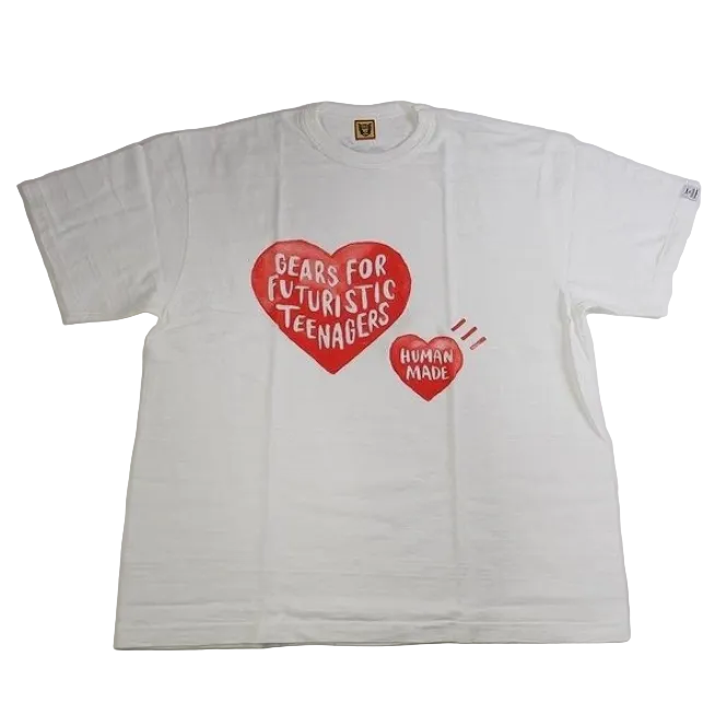 HUMAN MADE Gears For Futuristic Teenagers Double Heart T-Shirt White