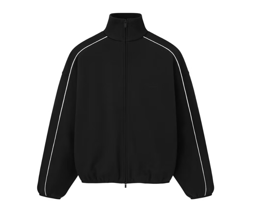 Fear of God Essentials Modern Piping Track Jacket Jet Black/Cloud White