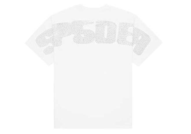 Sp5der Rhinestone Silk Tee White