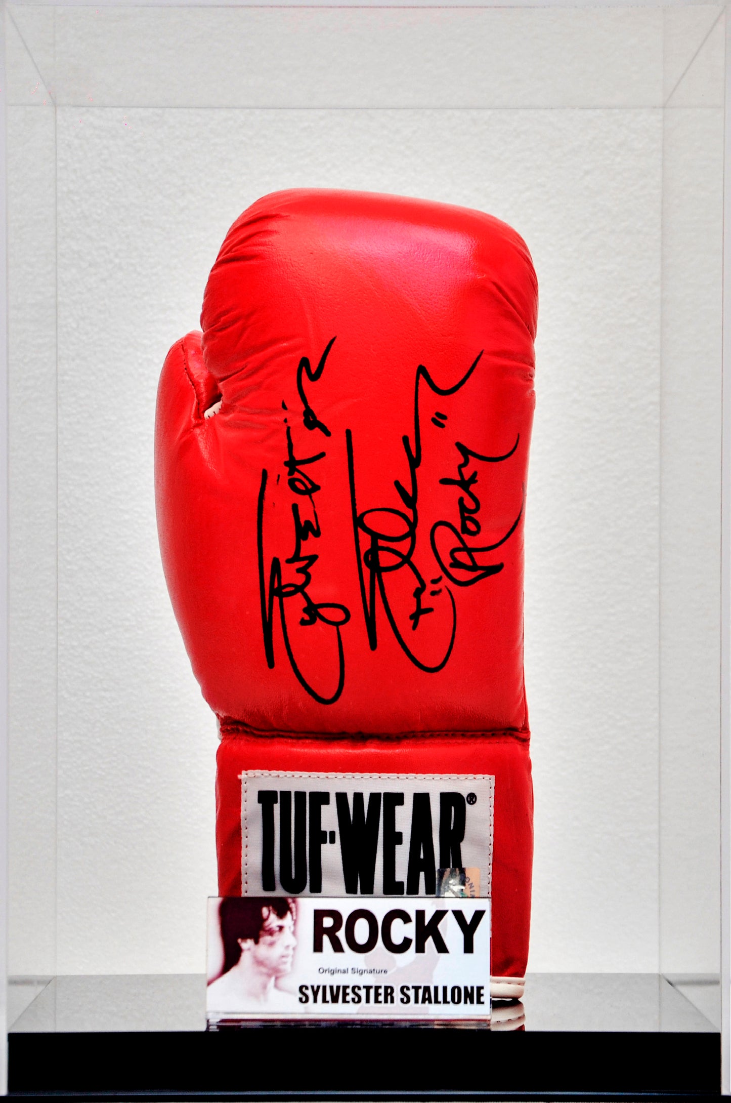 Guante Autografiado Sylvester Stallone Inscripción Rocky