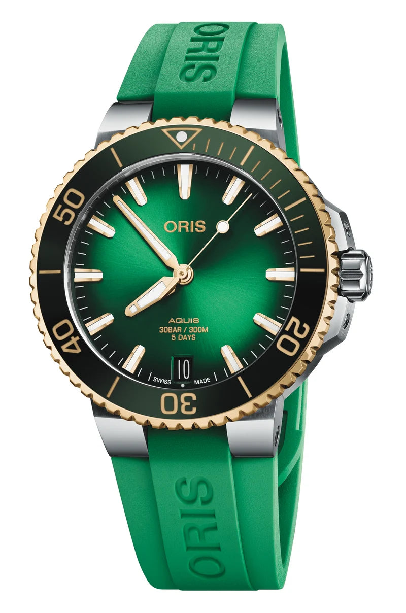 Oris Watch Aquis Date Calibre 400 Bicolor Green