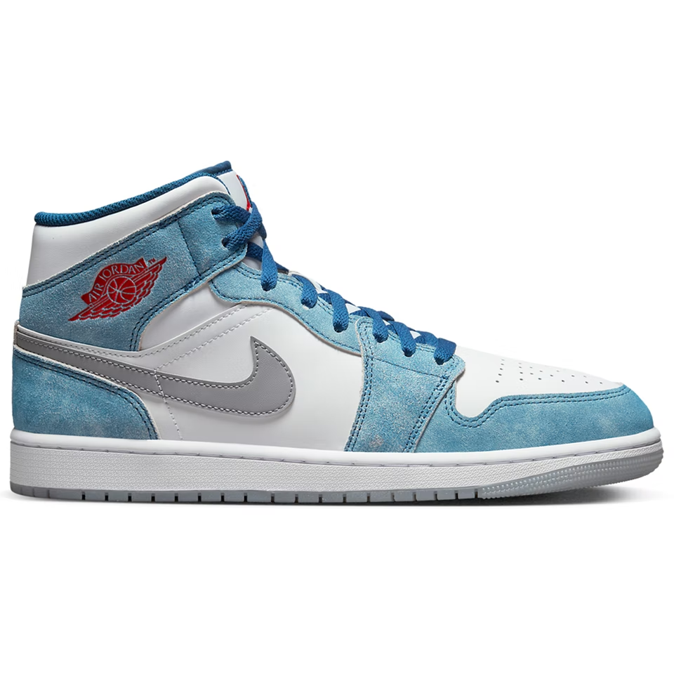 Jordan 1 Mid French Blue Fire Red