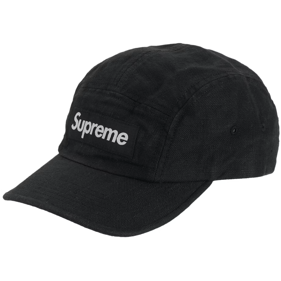 Supreme Linen Fitted Camp Cap Black