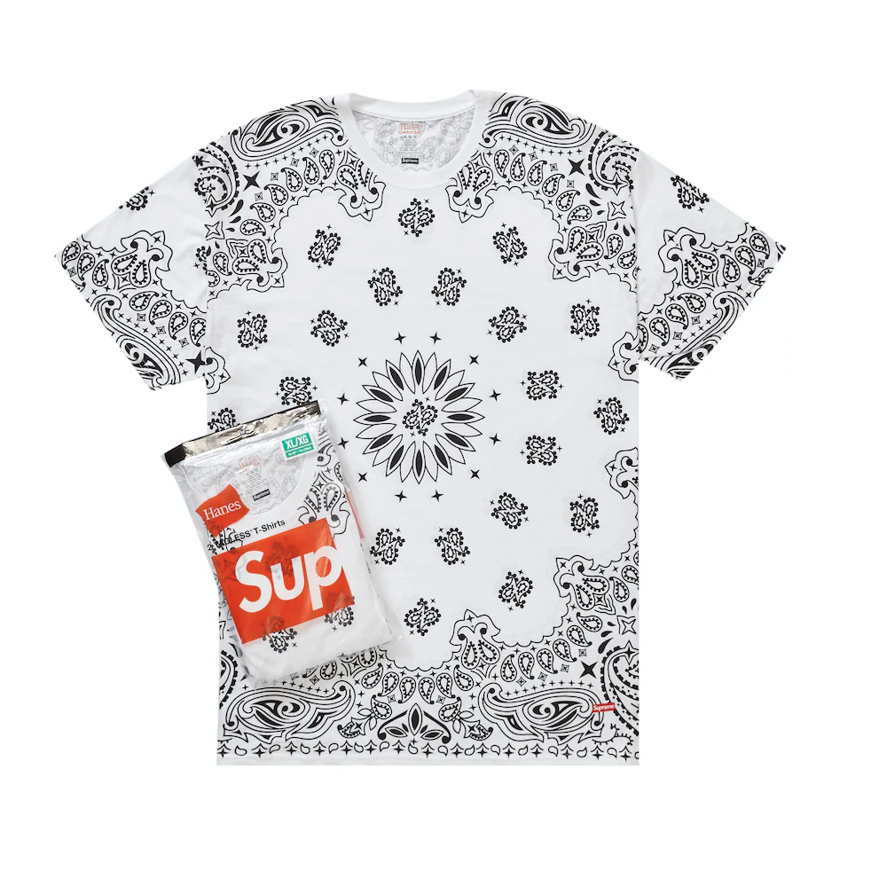 Supreme Hanes Bandana Tagless Tees (2 Pack) White