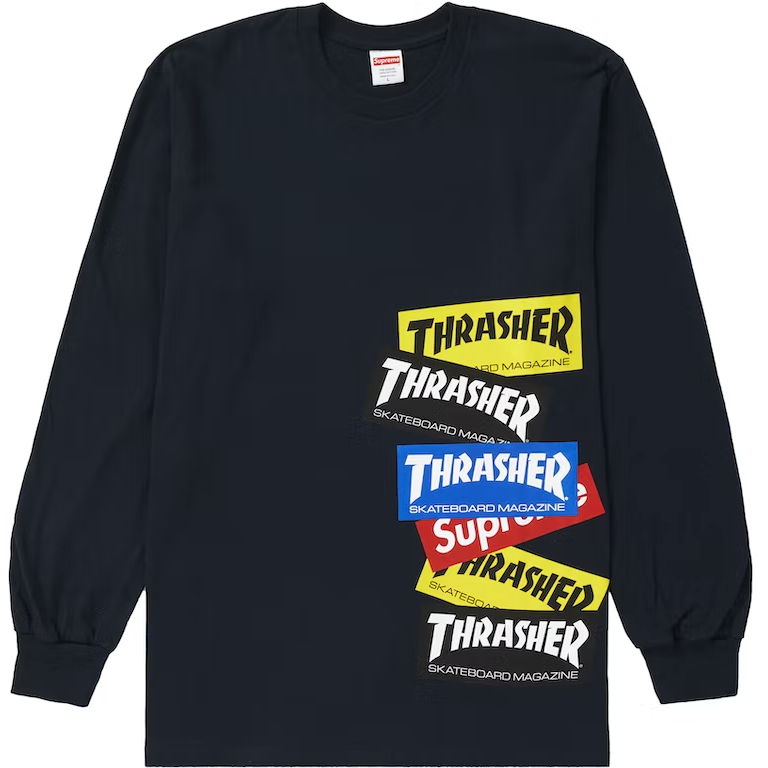 Supreme Thrasher Multi Logo L/S Tee Navy