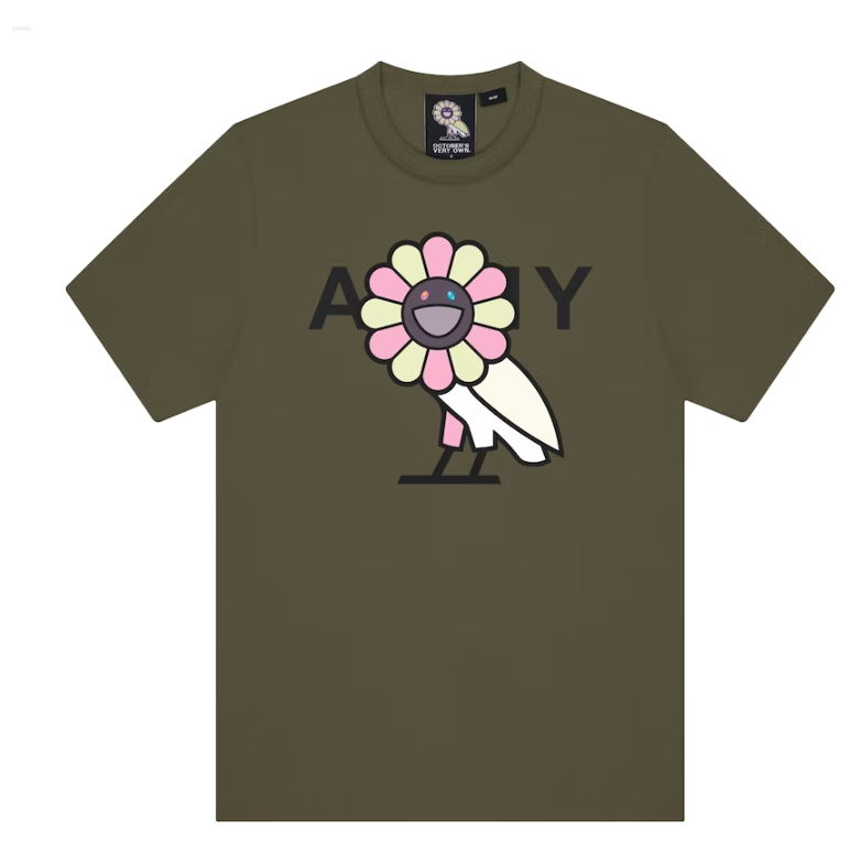 Takashi Murakami x OVO Surplus Flower Owl Tee Military Green
