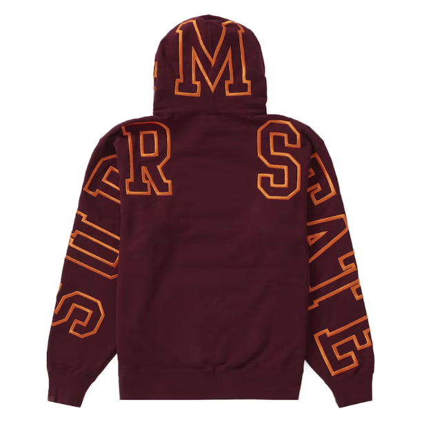 Supreme State Hooded Sweatshirt Burgundy