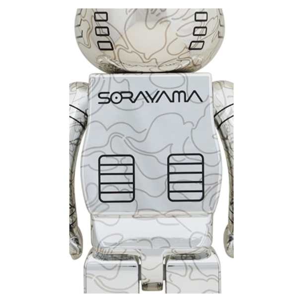 Bearbrick x BAPE x Hajime Sorayama Camo Shark 1000% Silver