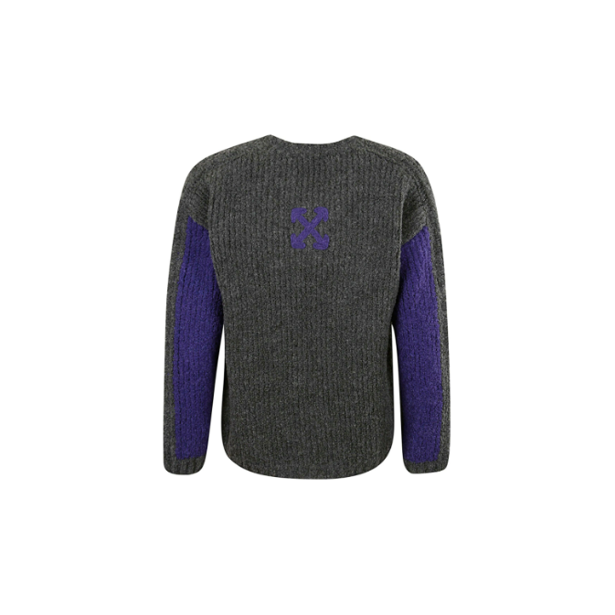 Off-White Funky Chunky Knit Crewneck Melange Grey