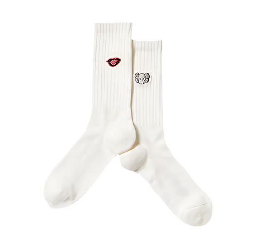 KAWS x Uniqlo Warhol Socks White (Lips/Grey Kaws)