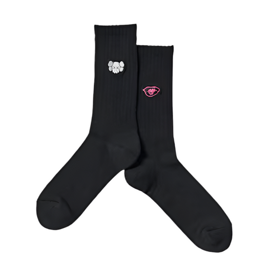 KAWS x Uniqlo Warhol Socks Black (Lips/Grey Kaws)