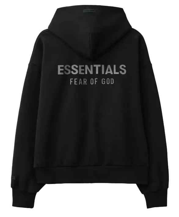 Fear of God Essentials Classic Full Zip-Up Hoodie Jet Black
