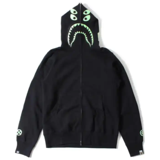 Bape X Bounty Hunter MAD Shark Hoodie GLOW IN THE DARK