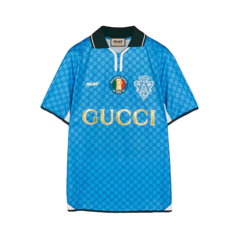 Palace x Gucci Printed All-Over GG Football Technical Jersey T-shirt Blue