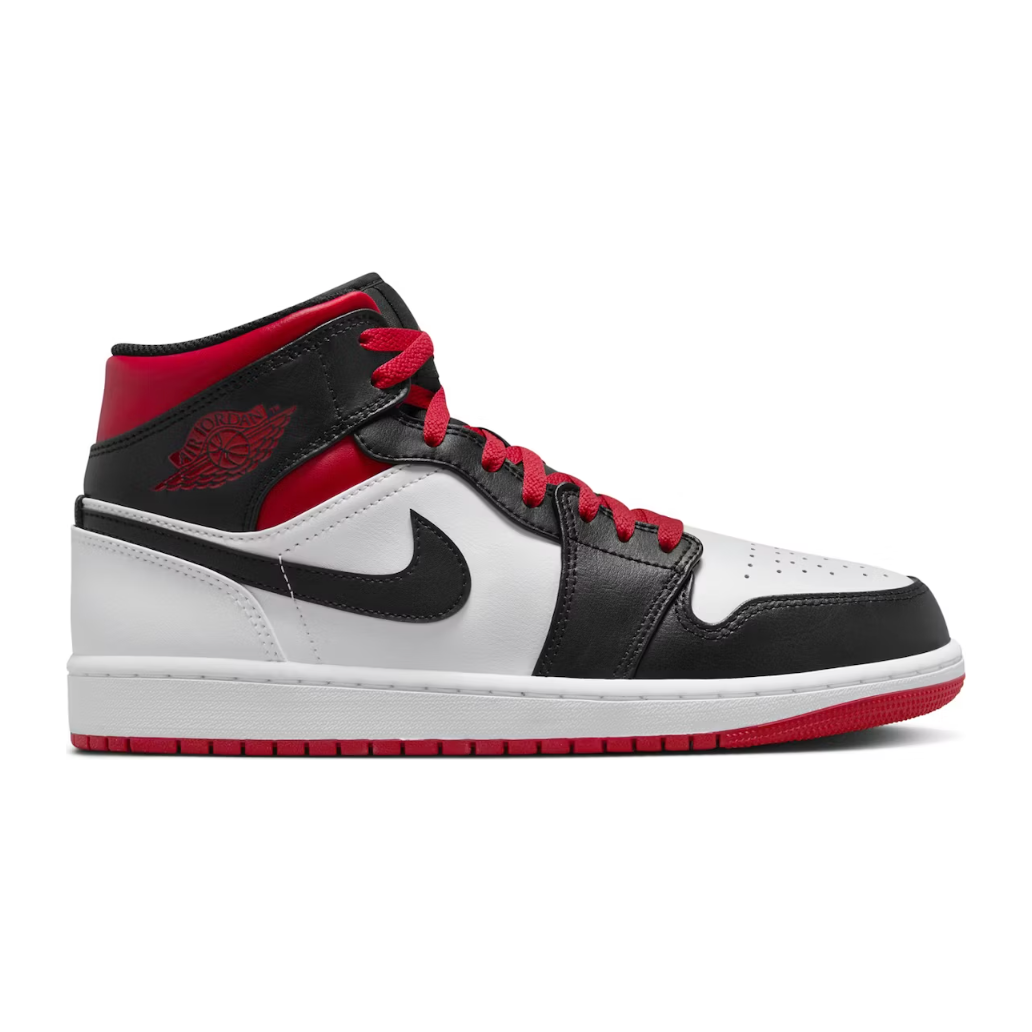 Jordan 1 Mid Black Toe White Gym Red Black Toe