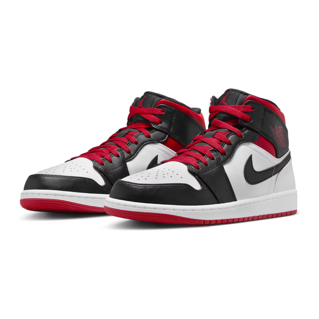 Jordan 1 Mid Black Toe White Gym Red Black Toe