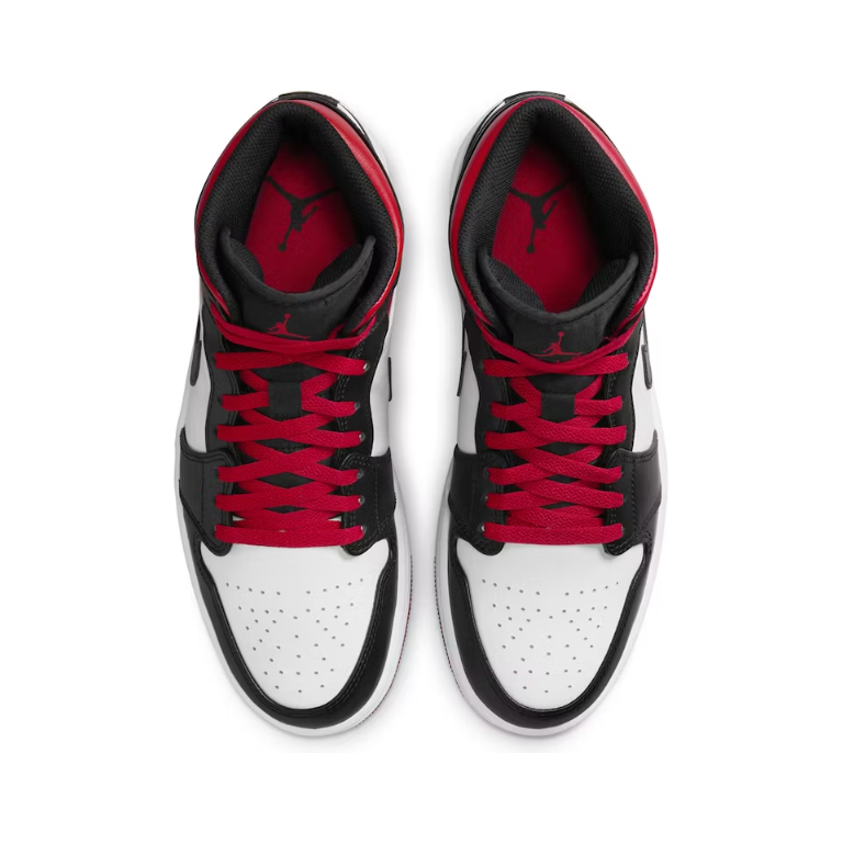 Jordan 1 Mid Black Toe White Gym Red Black Toe