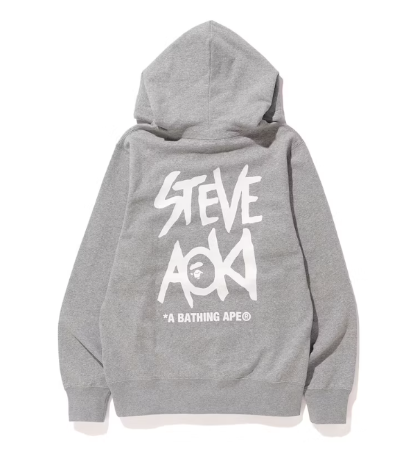 BAPE x Steve Aoki Pullover Hoodie Grey