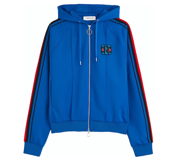 Rabanne H&M Appliqued Hooded Track Jacket Blue